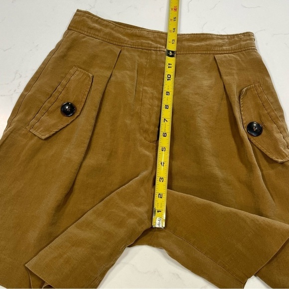 Zara Mustard Pleated High Waisted Trouser Shorts Small - Picture 8 of 9